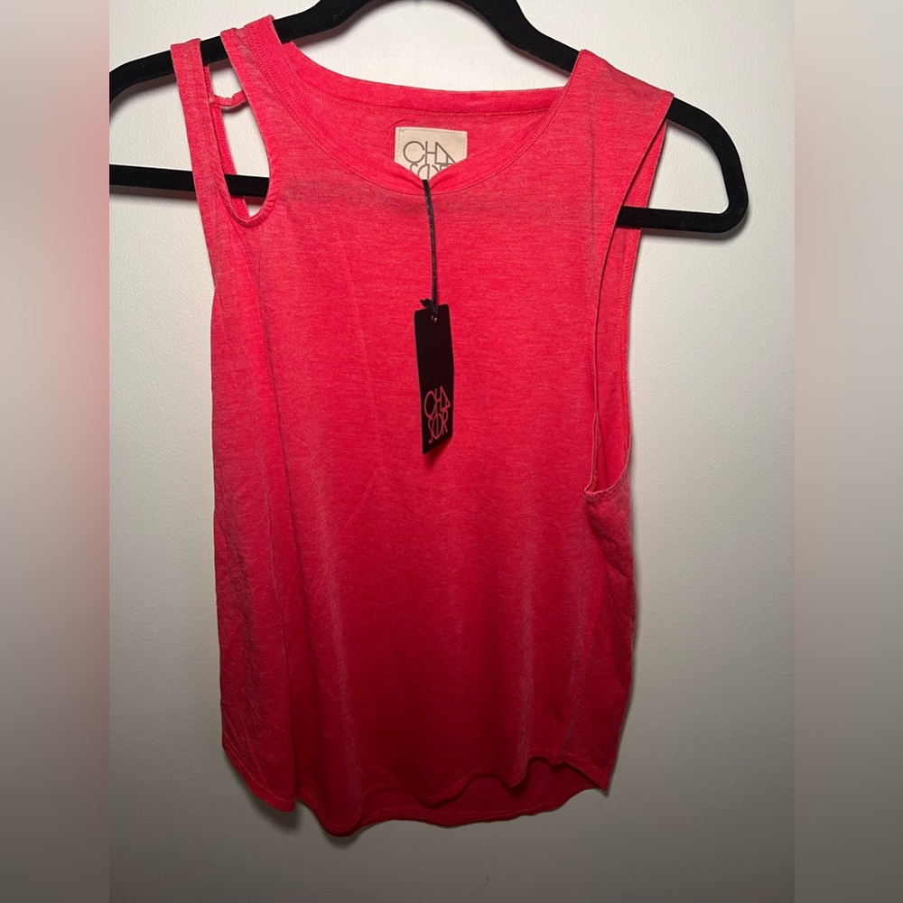CHASER-NWT- medium red cut-out tank top